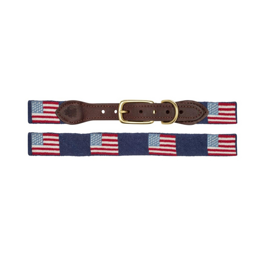 American Flag Needlepoint Dog Collar