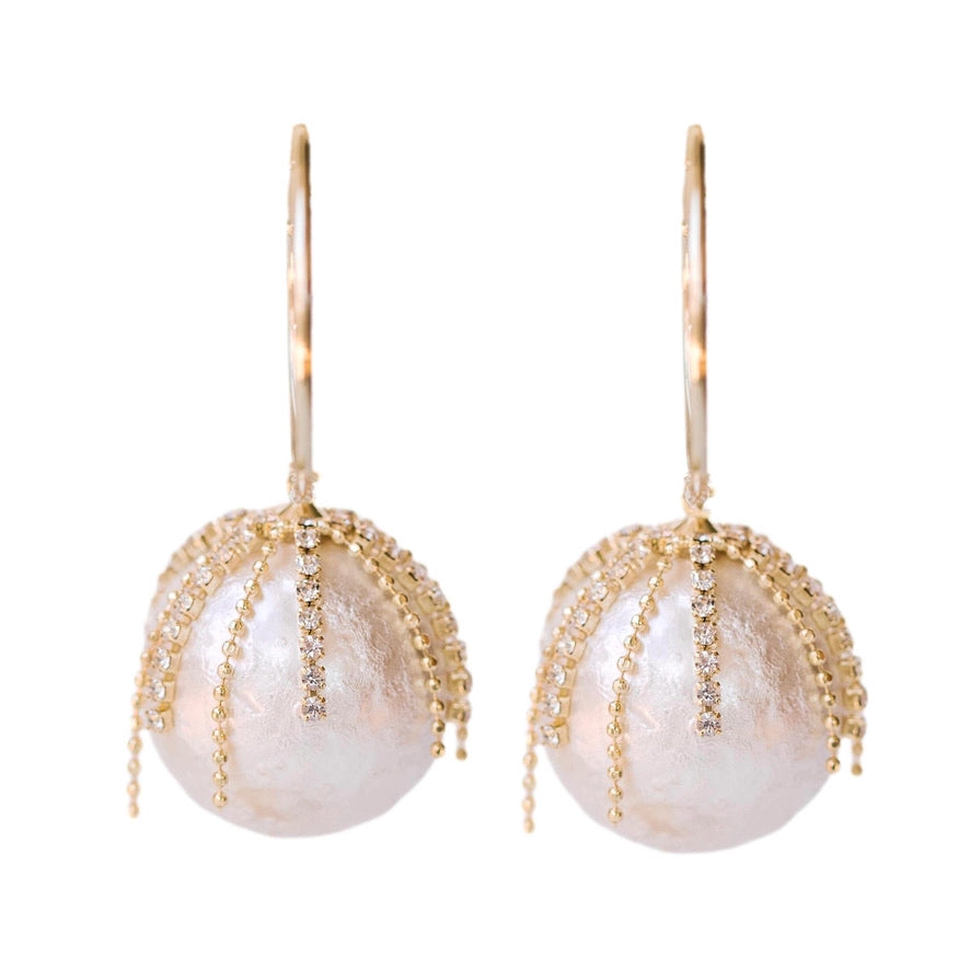 Pearl and Pave Teardrop Earrings