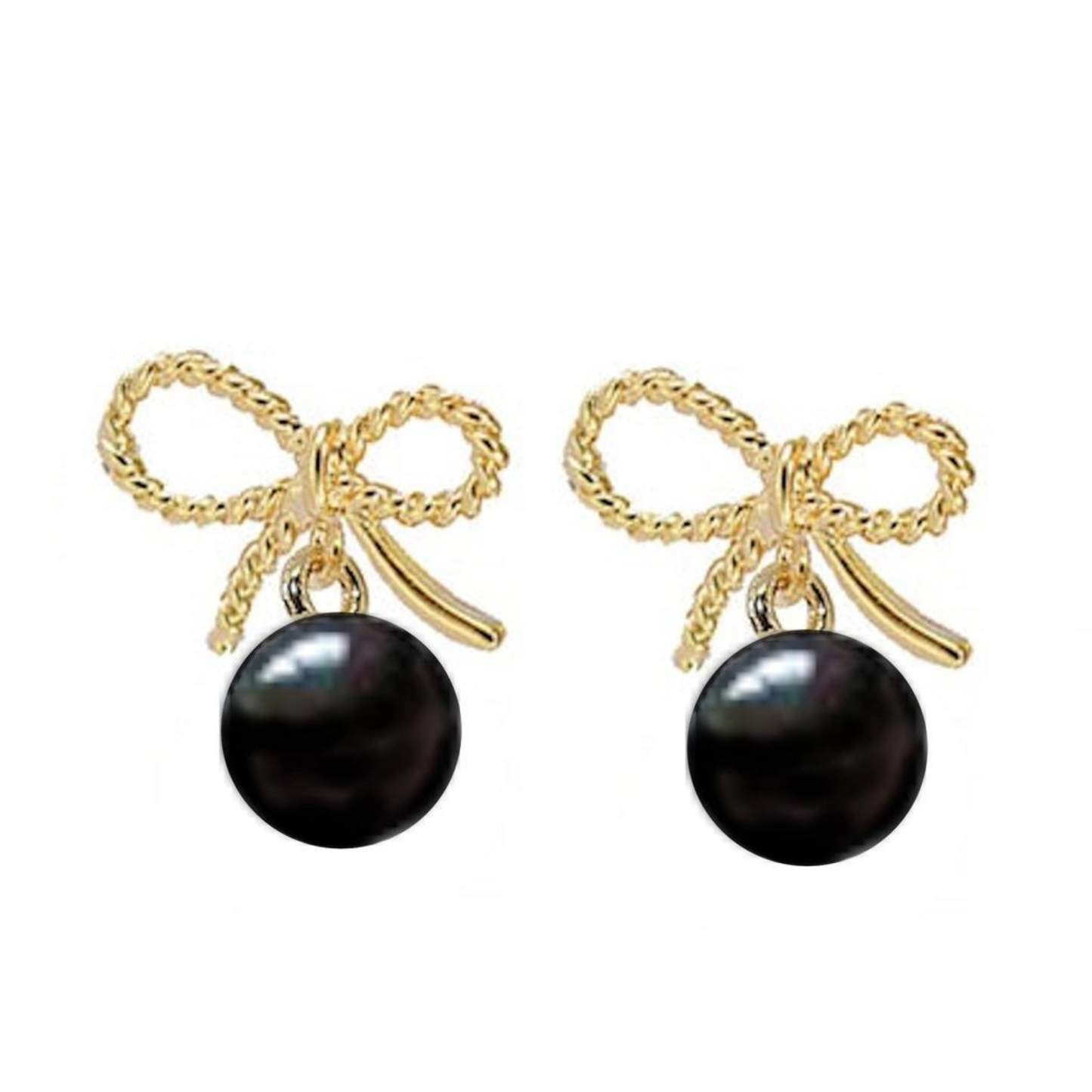 Gold Bow Drop Earrings