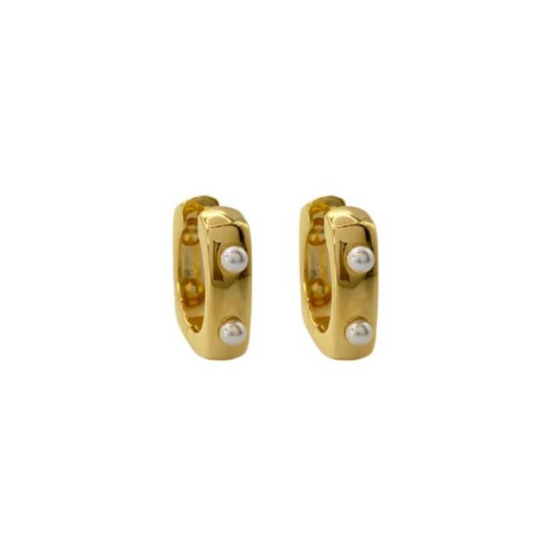 Gold Pearl Cuff Earrings
