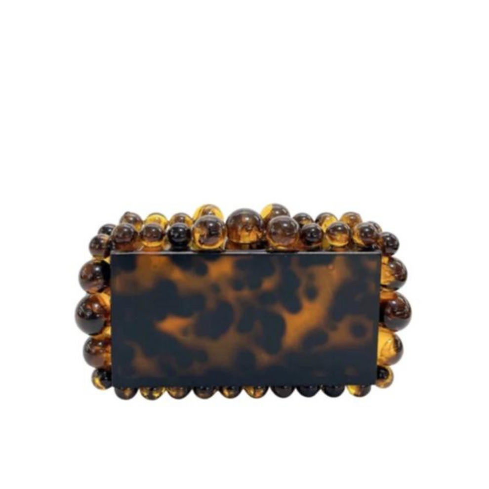 Adorne Arabel Tortoise Resin Structured Clutch AVD1758 main image 1